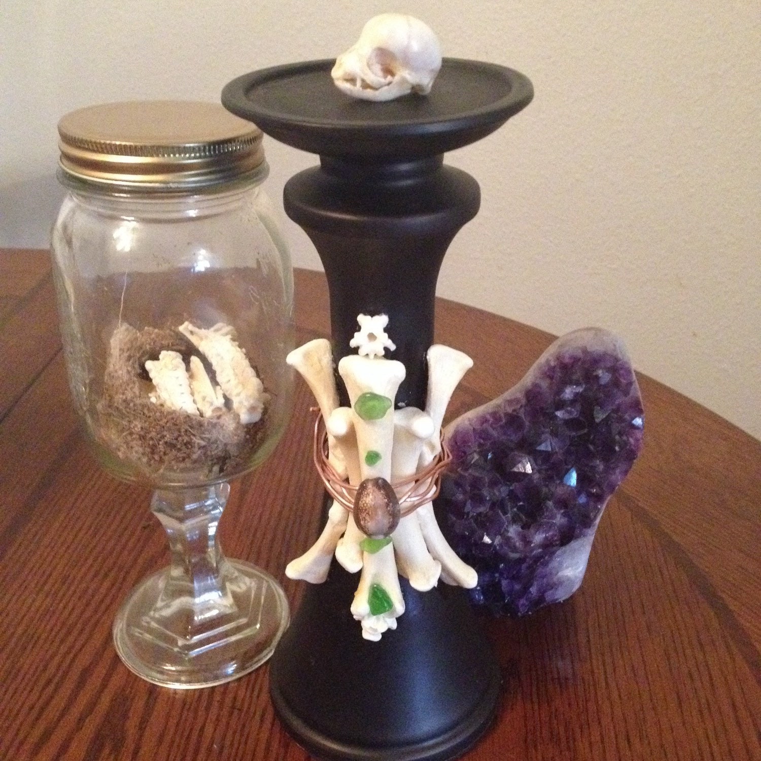 Bone candle stick by eRiNsOsSuArY on Etsy