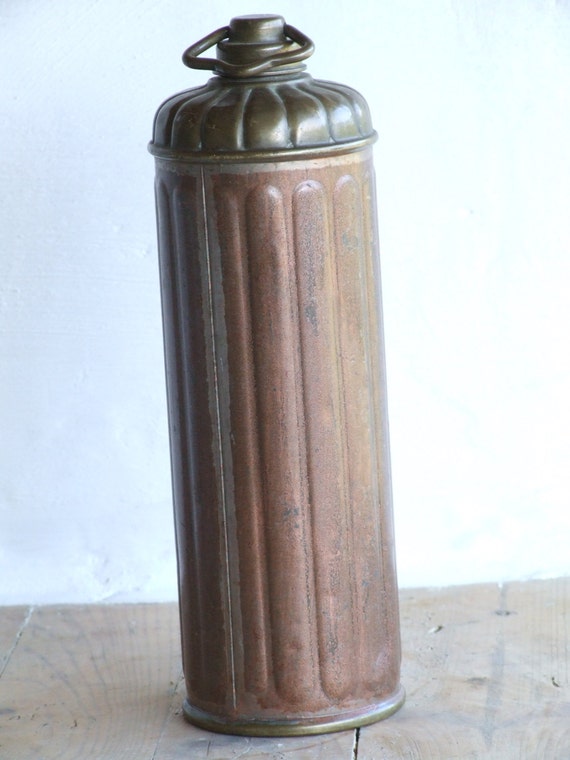 French Vintage Hot Water Bottle Brass//Hot by VintageRetroOddities