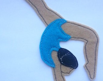 Gymnast in Peacock Blue Leotard Iron On Patch Applique - gymnastics patches - patches for gym bags