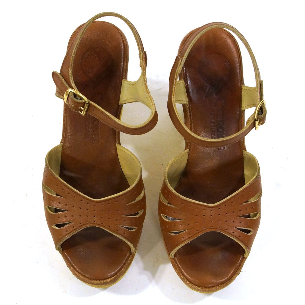 Platform Wedges / Vintage 1970s Cherokee High Heel Sandals