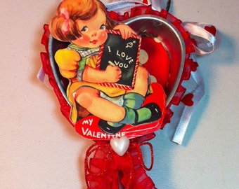 4 inch heart tin Valentine ornament decoration gift