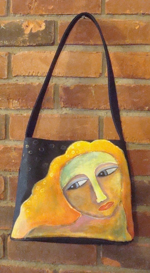 Items similar to Hand Painted Handbag Purse Shoulder Bag Lovely Gently ...
