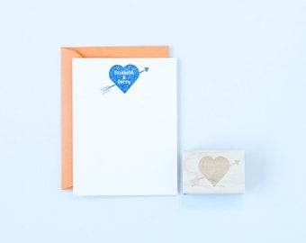 Heart & Arrow Names Rubber Stamp