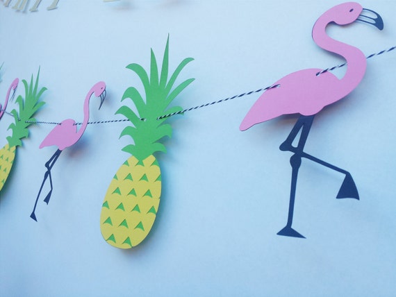 Flamingo And Pineapple PARTY Fun Birthday - Anniversary - Bridal Shower - Photoshoot prop - 8 feet long Banner Pool Party Decorations