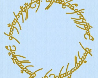 Lord of the Rings (LOTR) One Ring Machine Embroidery Design File in two versions and two sizes