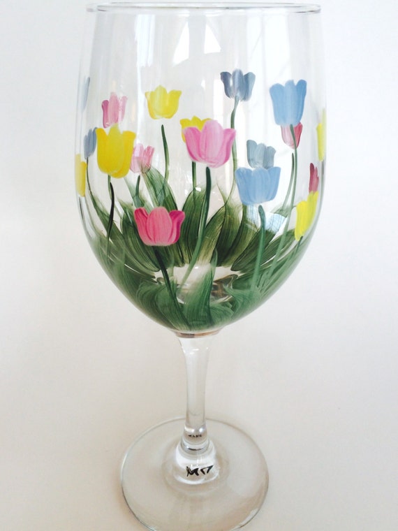 Tulip Hand Painted Wine Glass