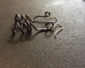 Scrolled, Hammered, Copper & Sterling Silver dangle Earrings