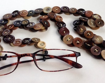 Eyeglass Chain in Vintage Buttons - Shades of Brown
