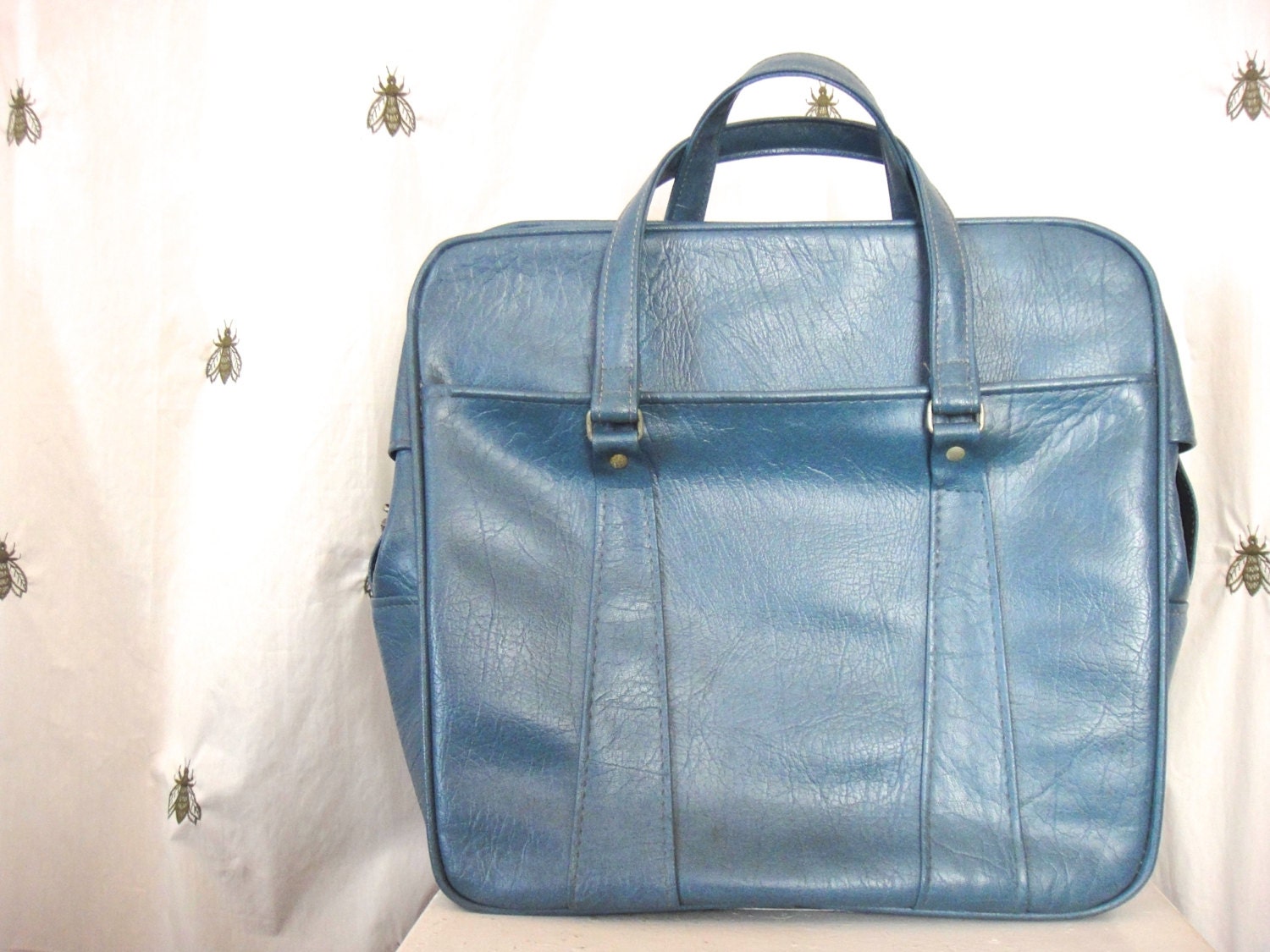 ON SALE Vintage Steel Blue Samsonite Carry On Tote Bag