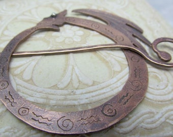 Copper Dragon Shawl Pin