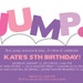 Trampoline Birthday Party Invitation for girls Pump It Up