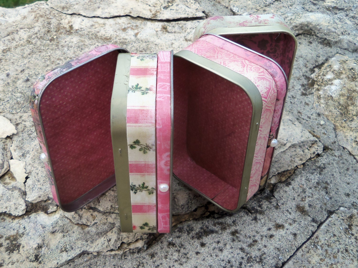 Altered Altoid three tins Pink Treasure Jewelry Box Keepsake