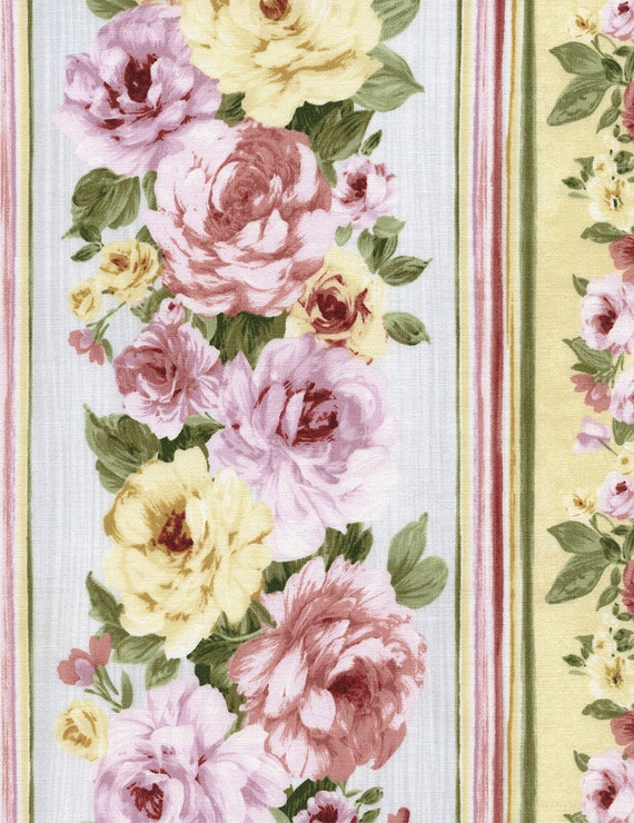 Items similar to BELLE Border Stripe Cotton Quilting Fabric Yardage 1