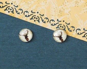 Sale - 10pcs handmade deer head round clear glass dome cabochons 12mm (12-0332)