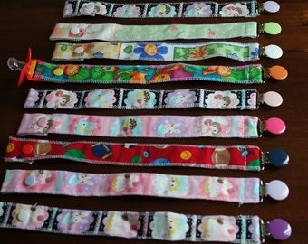 CuteBaby Pacifier Clips in assorted Fabrics by RebsRags