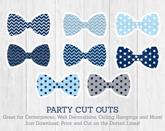 Bow Tie Cut Outs / Little Man Baby Shower / Chevron Bow Tie / Polka Dot / Centerpiece / Party Decor / Printable INSTANT DOWNLOAD
