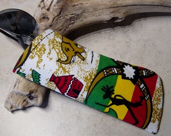 Sunglass Case, Eyeglass Case, Rasta Print Cotton Fabric, Sunglass Sleeve