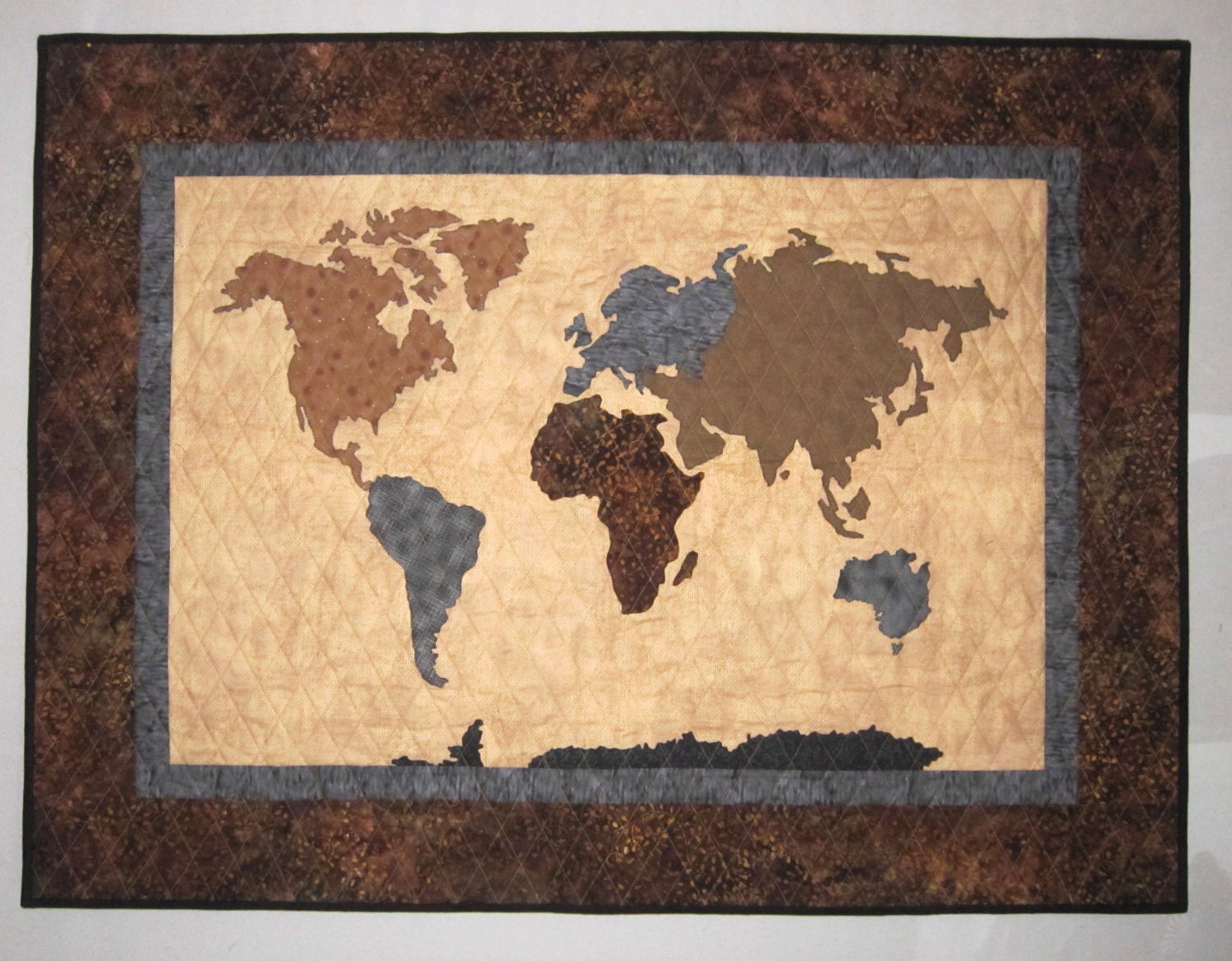 OUR WORLD Patchwork Map Quilt Pattern Full Sized Templates And