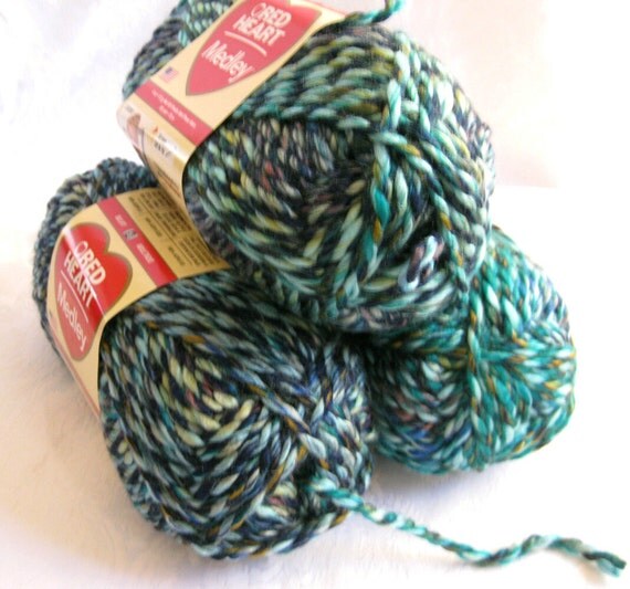 Red Heart Medley yarn bulky weight yarn ENERGY teal by crochetgal