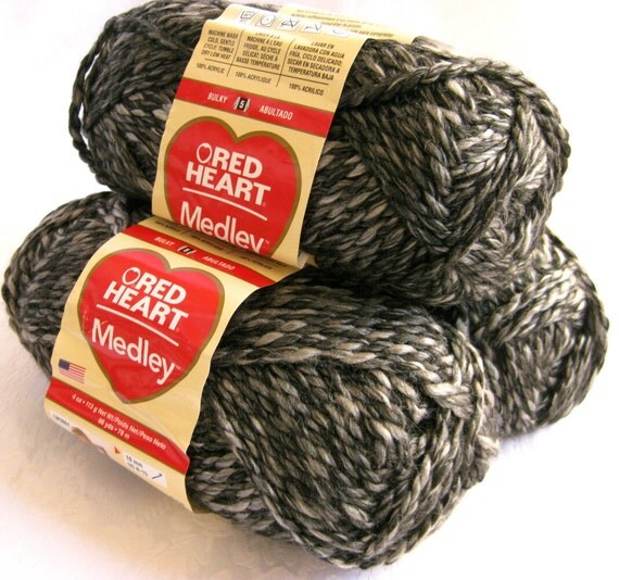 Red Heart Medley yarn bulky weight yarn URBAN black by crochetgal