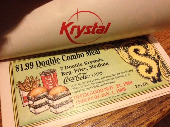 1988 Krystal's coupon book Krystal Burger