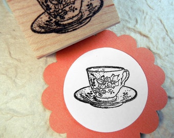 Teacup Rubber Stamp - Handmade by BlossomStamps