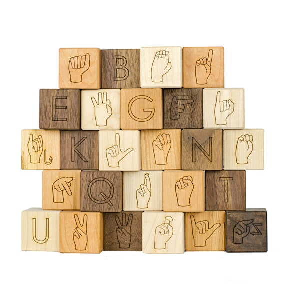 ASL Alphabet Blocks Toy American Sign Language Blocks ASL