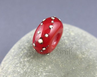 Lampwork art glass BHB, charm bead, donut "Miss Scarlet", FHFteam Y3, GBUK