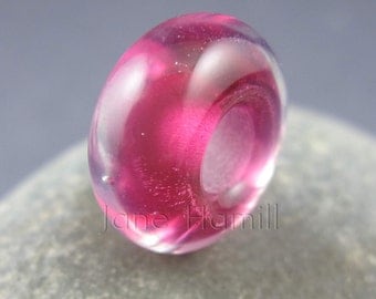 Lampwork art glass BHB, charm bead, donut "Rosy Glow", FHFteam Y3, GBUK