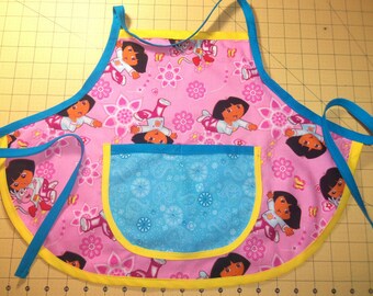 DORA On PINK Children's Apron Size 1-6 Years