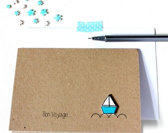 Personalised Goodbye Card. Bon Voyage Card. Leaving Card. Sailing Boat Card. Going Away Card. card for gap year. Handmade Card. sail boat