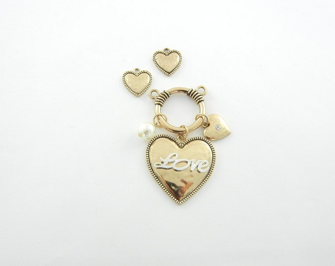 Set of Love Charms Pendant and Charms Gold-tone