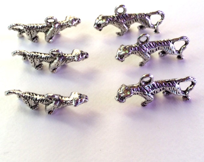 Set of 6 Pewter Tiger Charms