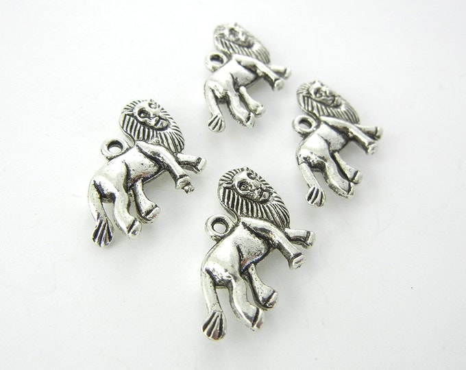 Set of 4 Pewter Lion Charms