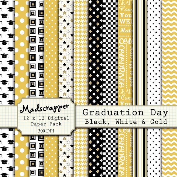 Digital Scrapbook Paper Graduation Day Black White by madscrapper