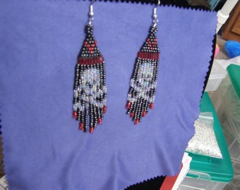 Skull & Cross Bones Beaded Earrings