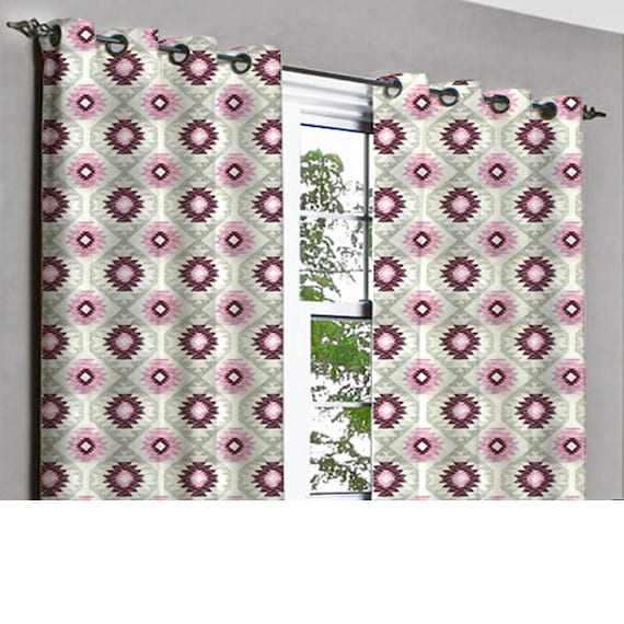 Illusion Pink Purple Grommet Blackout Lined Curtain in