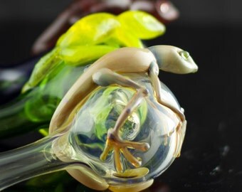 Lizard Spoon Pipe / Tobacco Pipe / Heady Glass Pipe / Glass Spoon Pipe / Glass Smoking Bowl / Pyrex / You Choose the Color / Made to Order