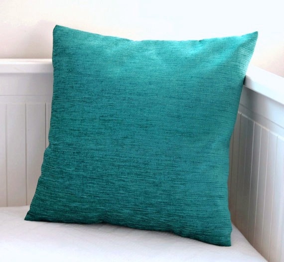 blue teal cushion cover accent pillow cover 16 x 16 inch