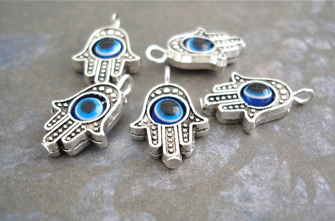 10 Hamsa Evil Eye Charms Hand Fatima Miriam Good by ZenbuTradingCo