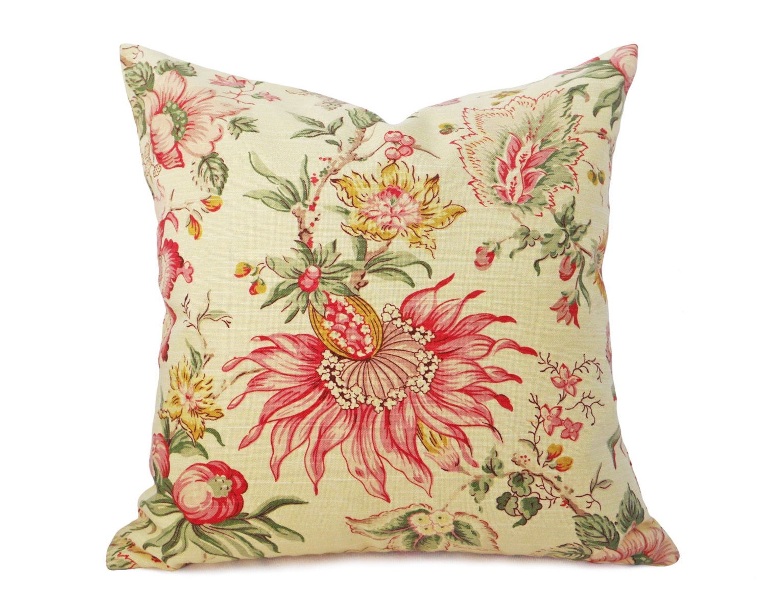 Pale Yellow Pillow Covers Country Floral Pillows Jacobean