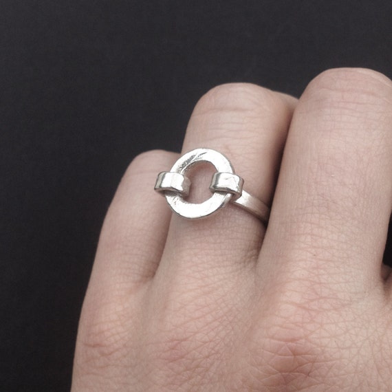 Silver Circle Ring Captured Circle Design by JamieSpinello