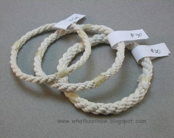 round rope bracelets white cotton grommet bracelets with coach whipping detail rope jewelry 3431