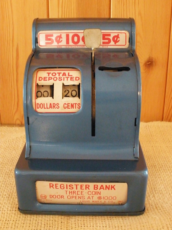 Vintage Metal Cash Register Bank by MilliesAttic on Etsy