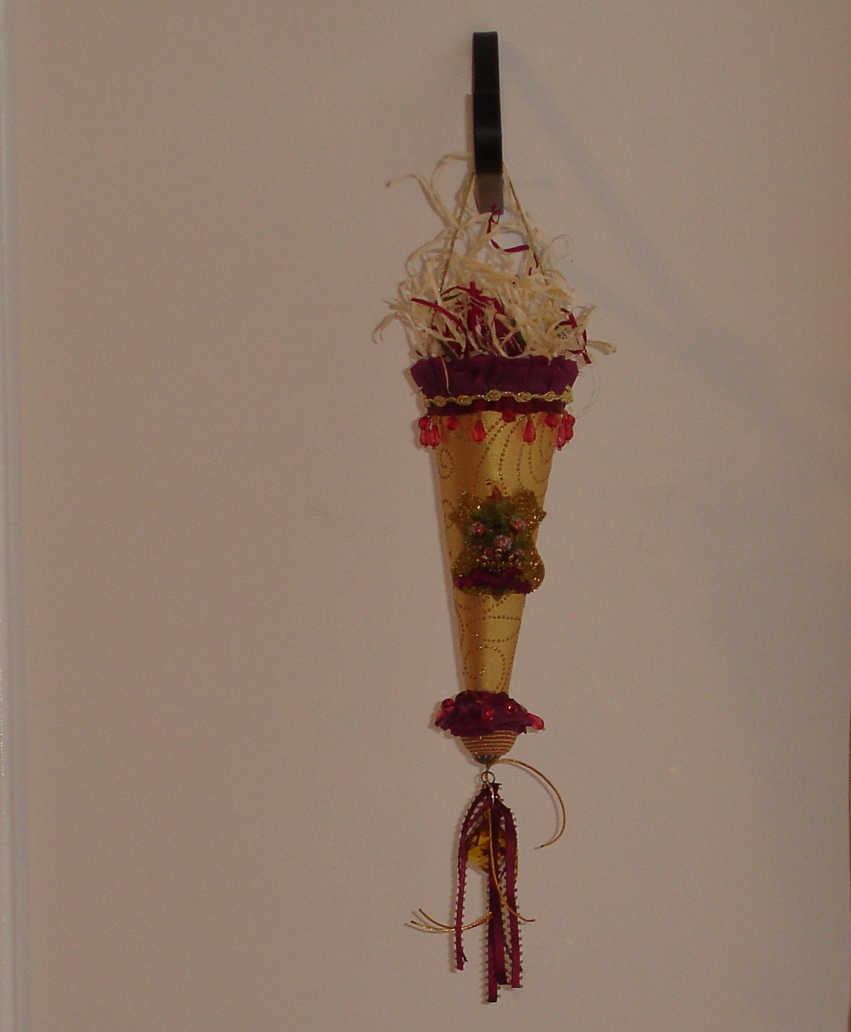 Elegant Christmas Tussie Mussie Cone Decoration Handmade OOAK