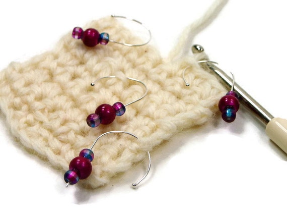 Stitch Markers Crochet Snagless Fuchsia Pink Blue Snag Free Beaded DIY ...