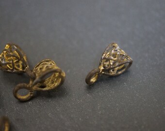 AUTHENTIC Vintage Brass Filigree Bails - 13mm x 8mm - 3 pcs (No Coupons)