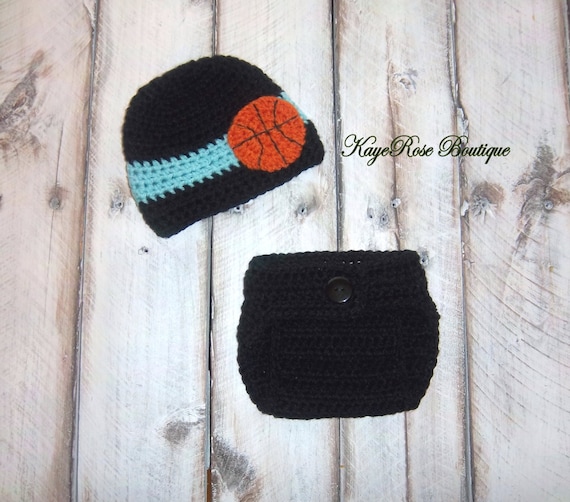 Newborn Baby Boy Crochet Basketball Hat and Diaper Cover Set