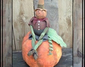 Primitive Folk Art pumpkin man w pumpkin instant dowload Pattern HAFAIR ofg haguild FAAP