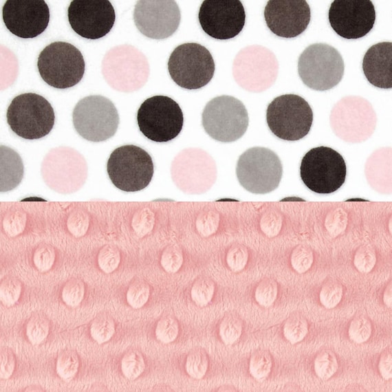 Minky Baby Blanket Girl, Pink Gray Dots Personalized Baby Blanket // Girl Minky Baby Blanket // Pink Gray Blanket // Girl Nursery